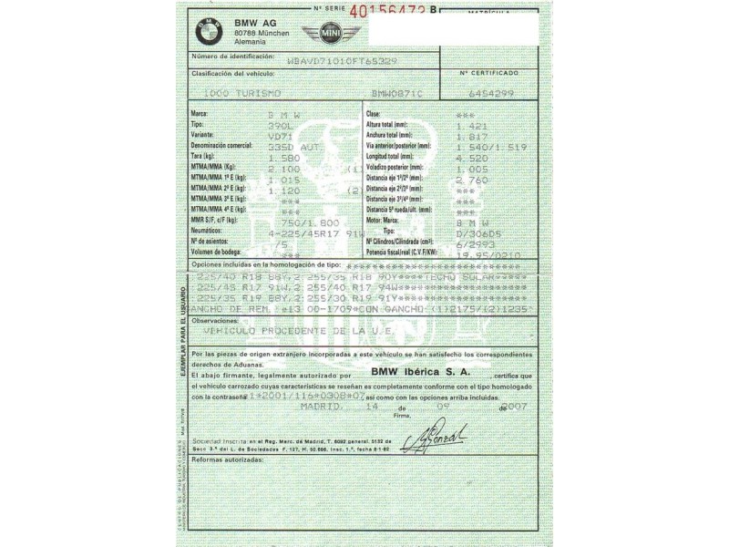 bmw  335 del año 2007