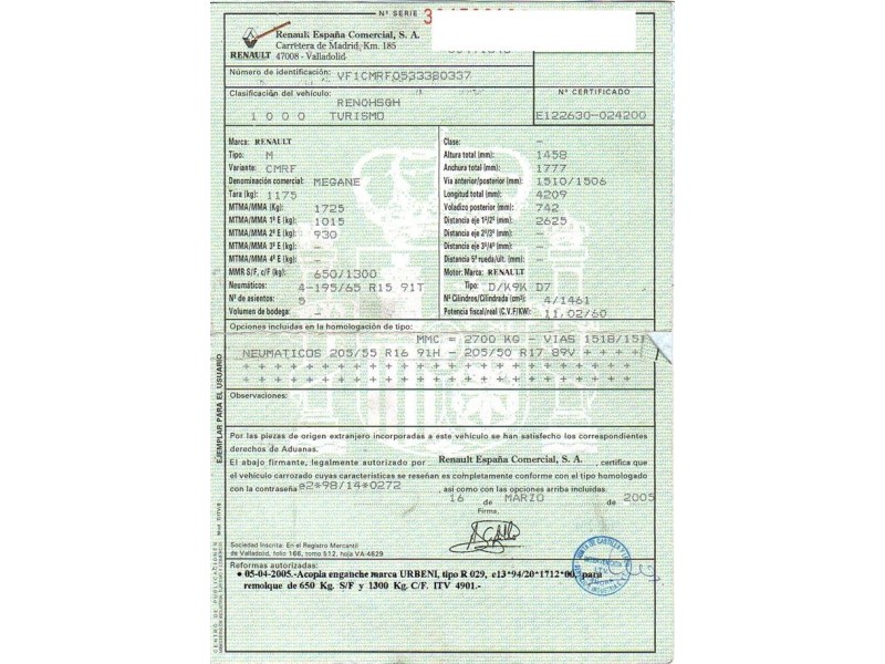 renault megane del año 2005