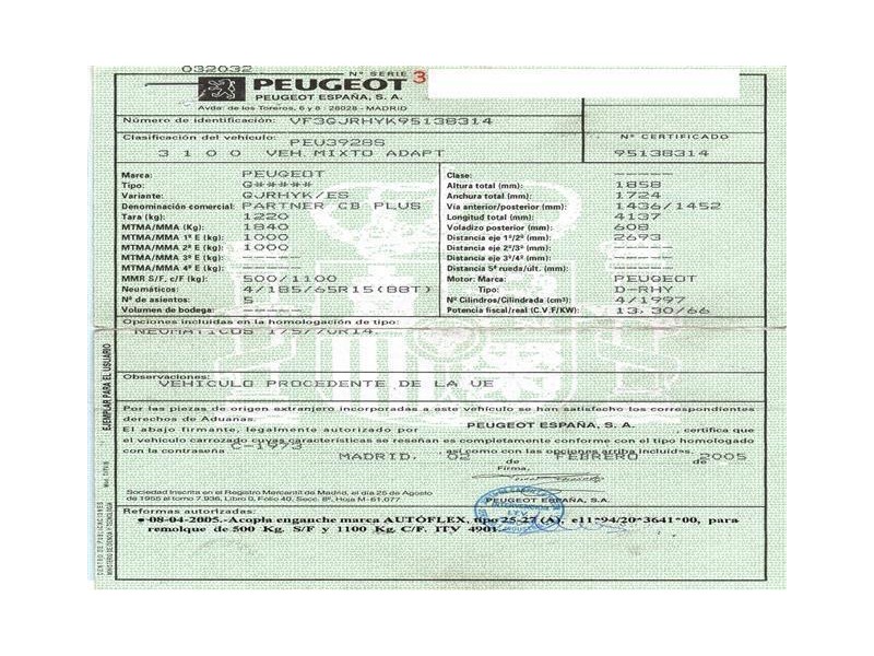peugeot partner del año 2005