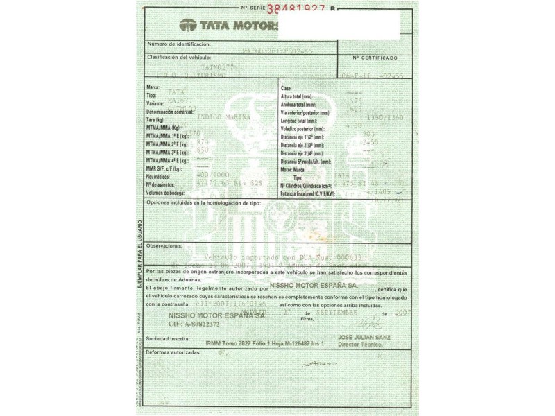 tata indigo del año 2007
