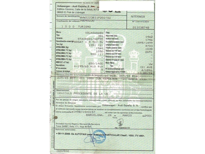 volkswagen passat del año 2001