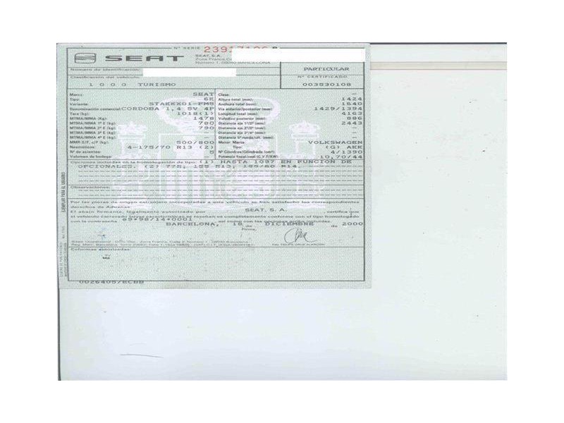 seat cordoba del año 2001