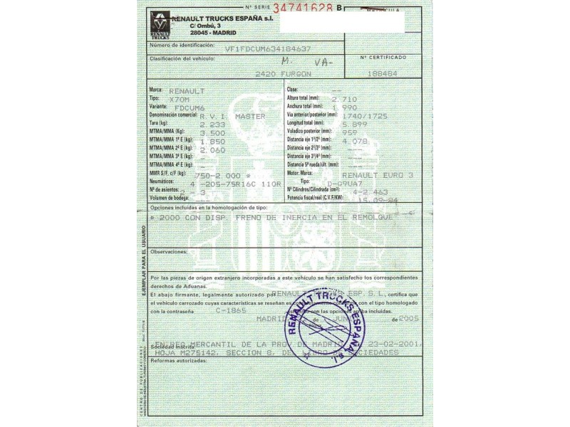renault master del año 2005
