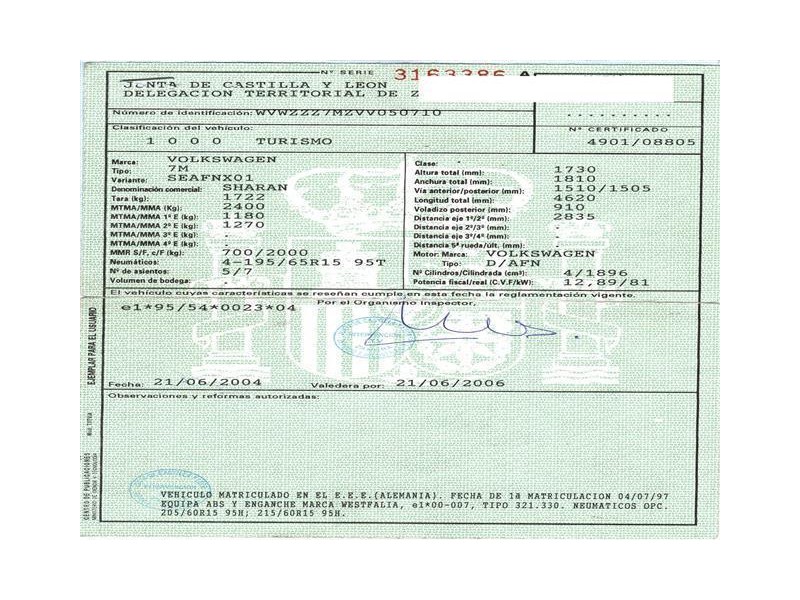 volkswagen sharan del año 1997