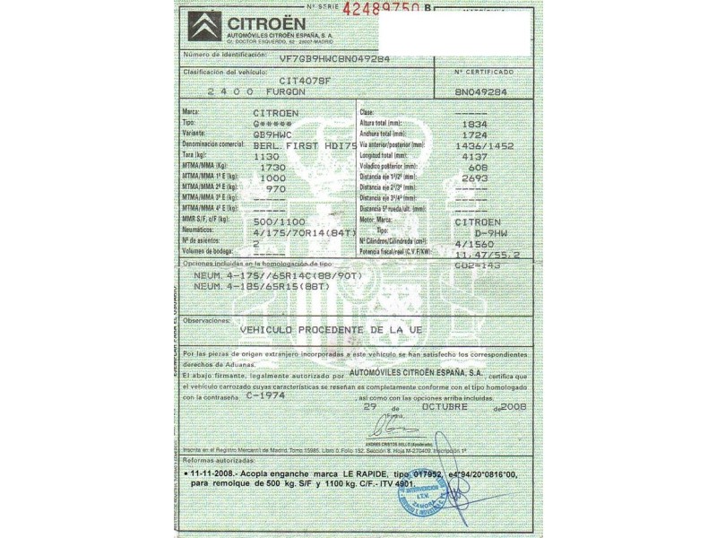 citroen berlingo del año 2008