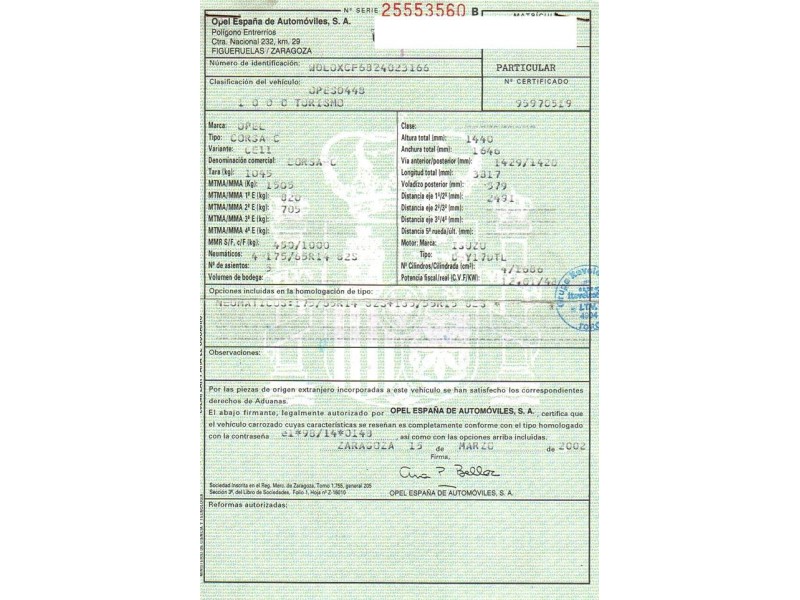 opel corsa del año 2002