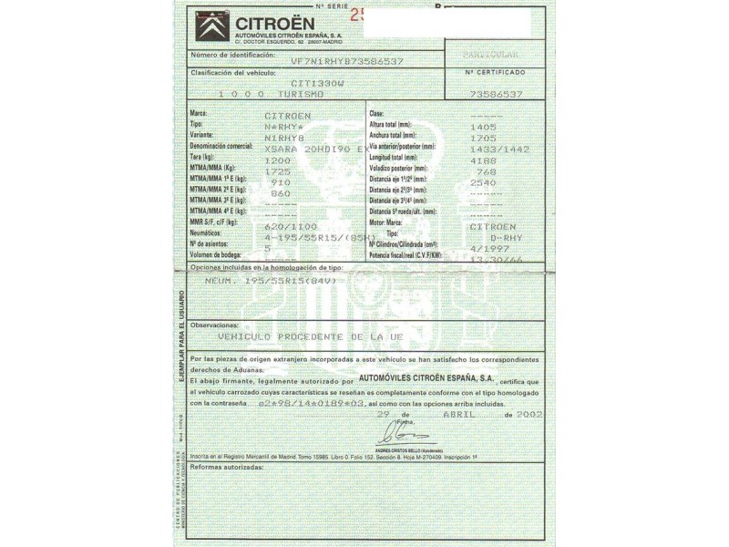 citroen xsara del año 2002