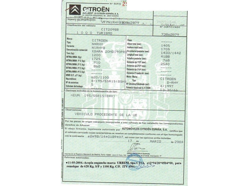 citroen xsara del año 2004