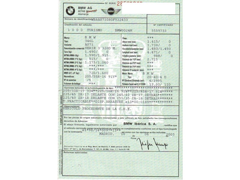 bmw  320 del año 2003