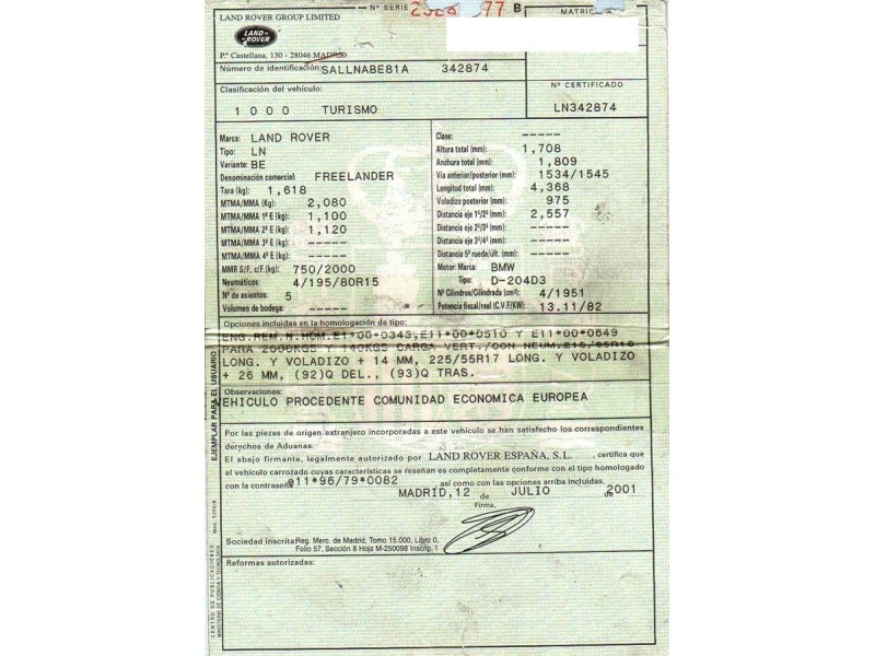 land rover freelander del año 2001