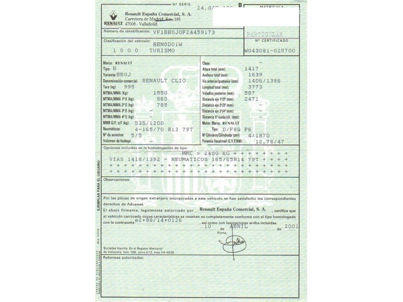 renault clio del año 2001
