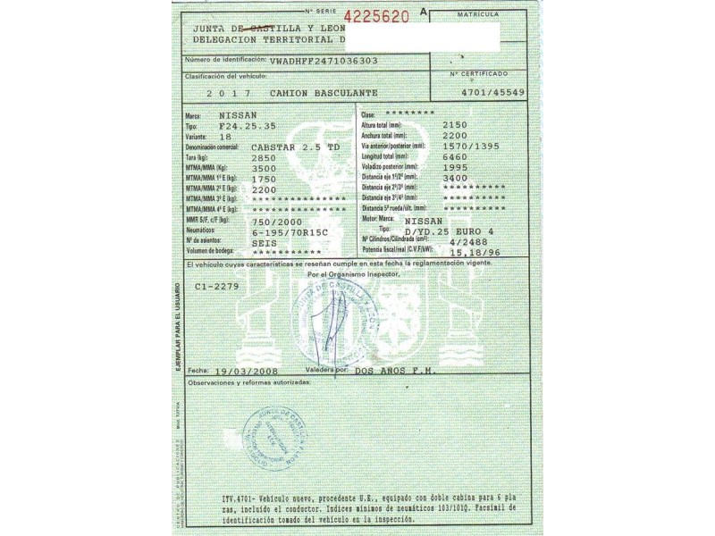 nissan cabstar del año 2008