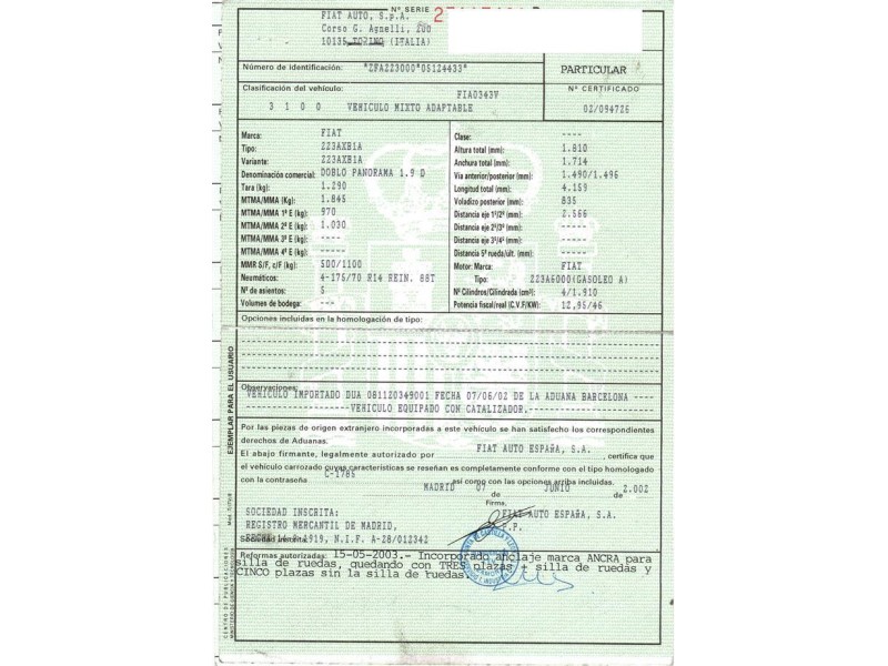 fiat doblo del año 2002