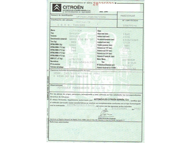 citroen saxo del año 2003