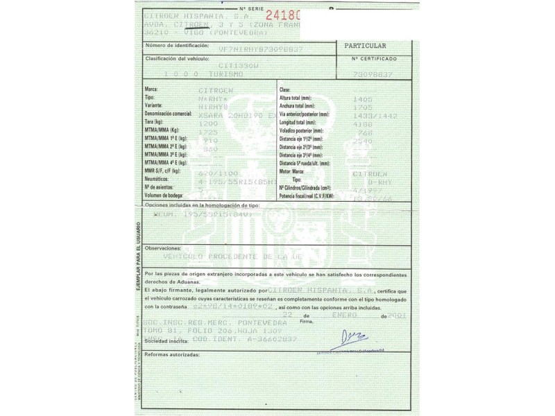 citroen xsara del año 2001
