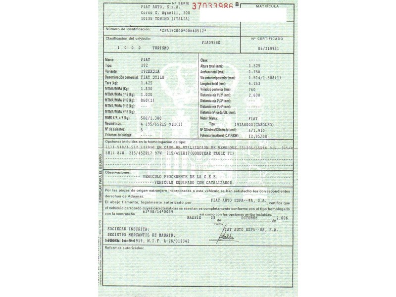 fiat stilo del año 2006