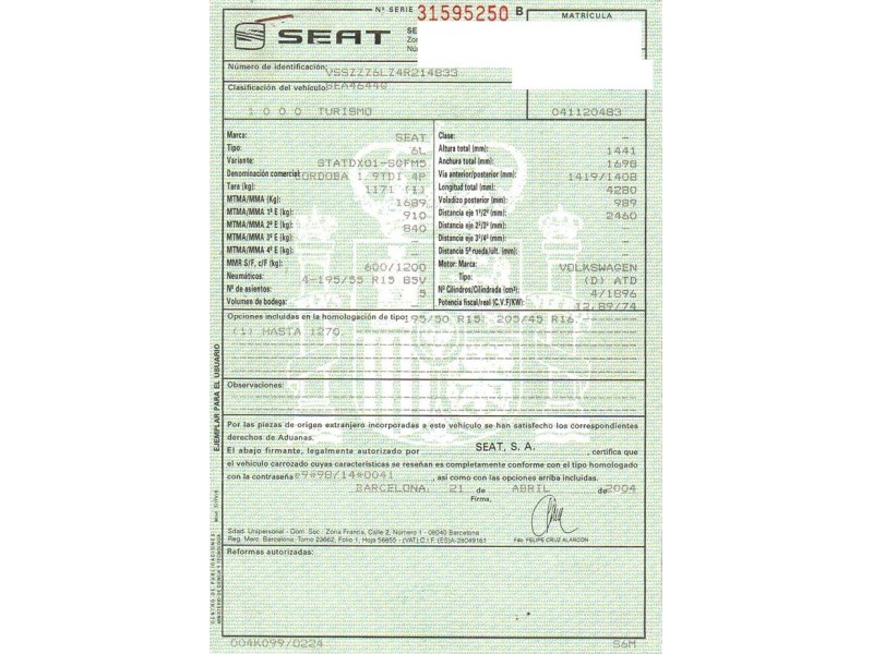 seat cordoba del año 2004