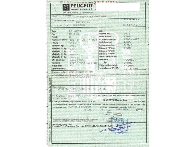 peugeot 406 del año 2004