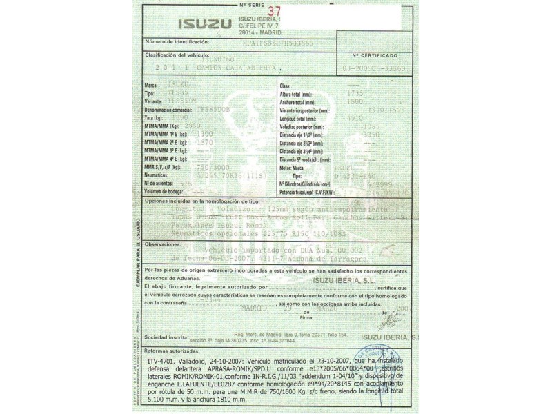 isuzu pick up del año 2007