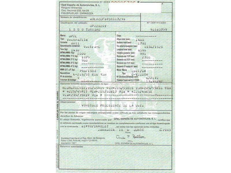 opel vectra del año 2003