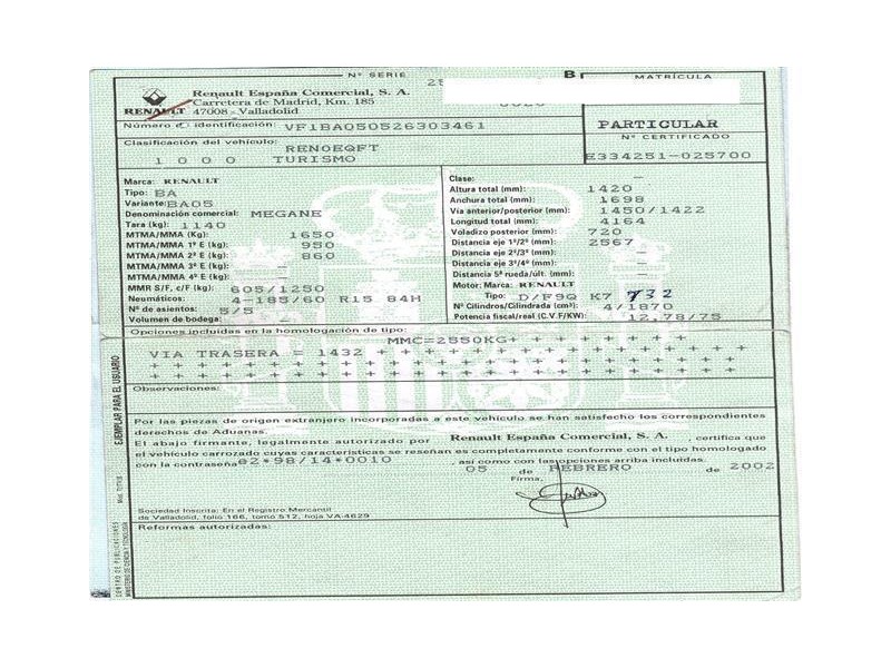 renault megane del año 2002