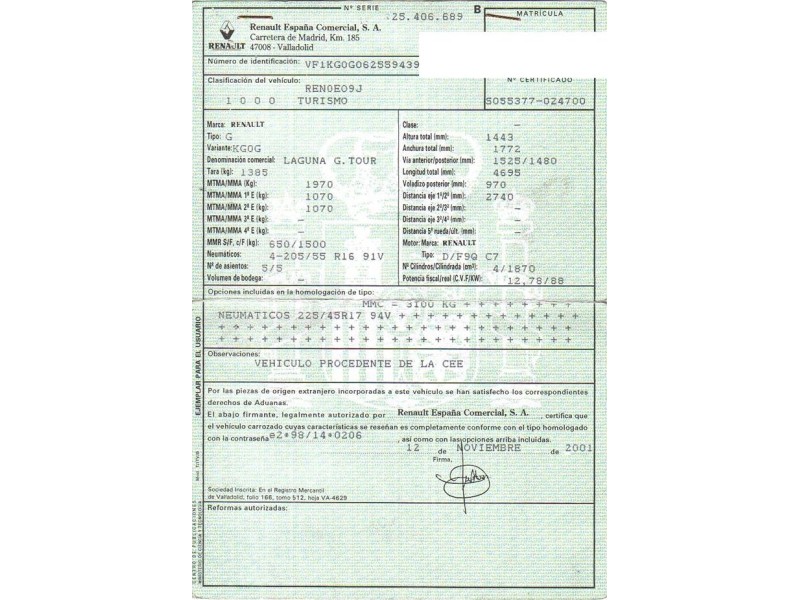 renault laguna del año 2001