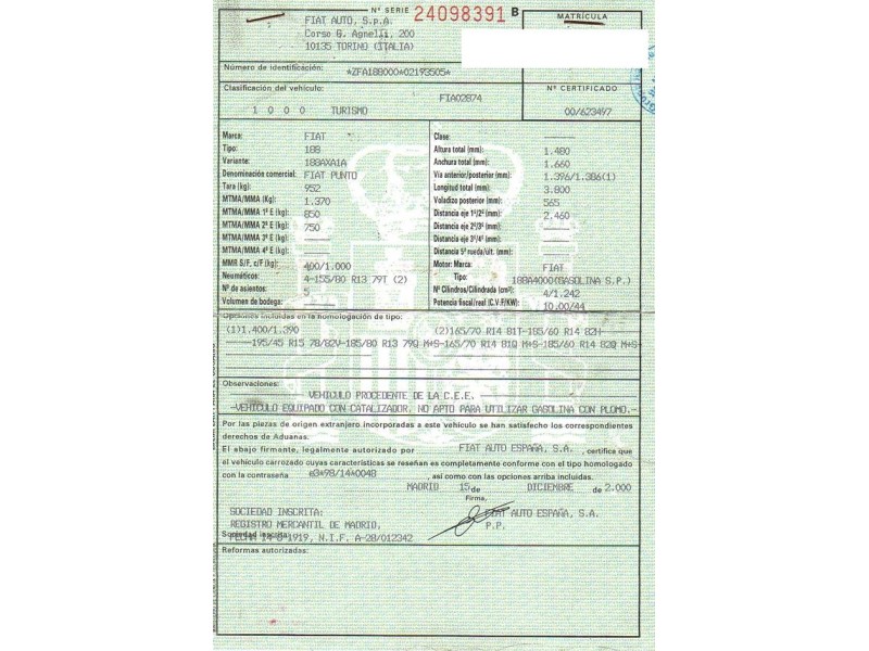 fiat punto del año 2001