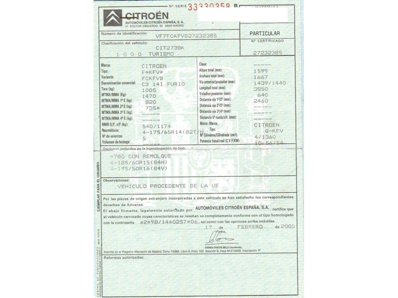 citroen c 3 del año 2005