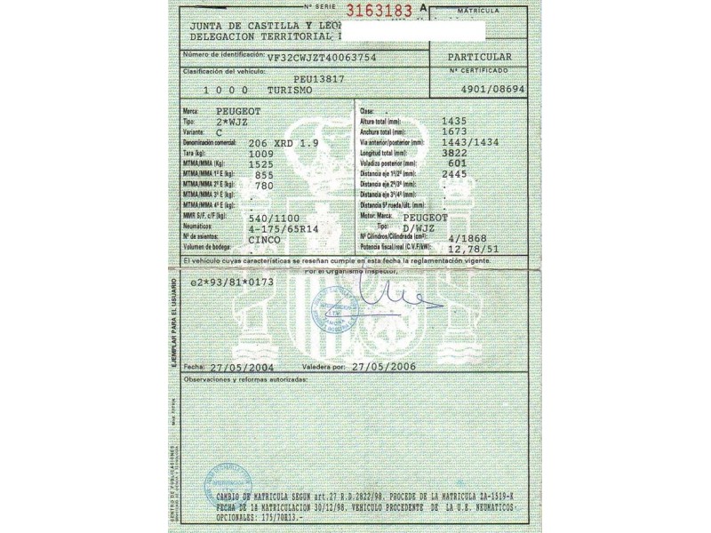 peugeot 206 del año 1998