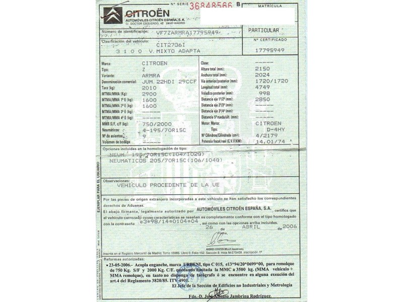 citroen jumper del año 2006