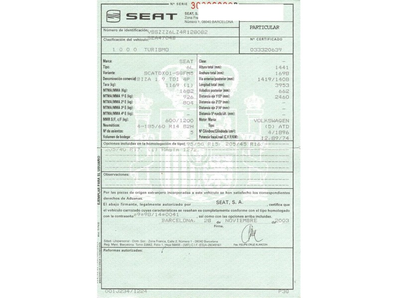 seat ibiza del año 2003