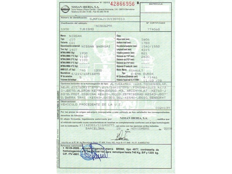 nissan qashqai del año 2009