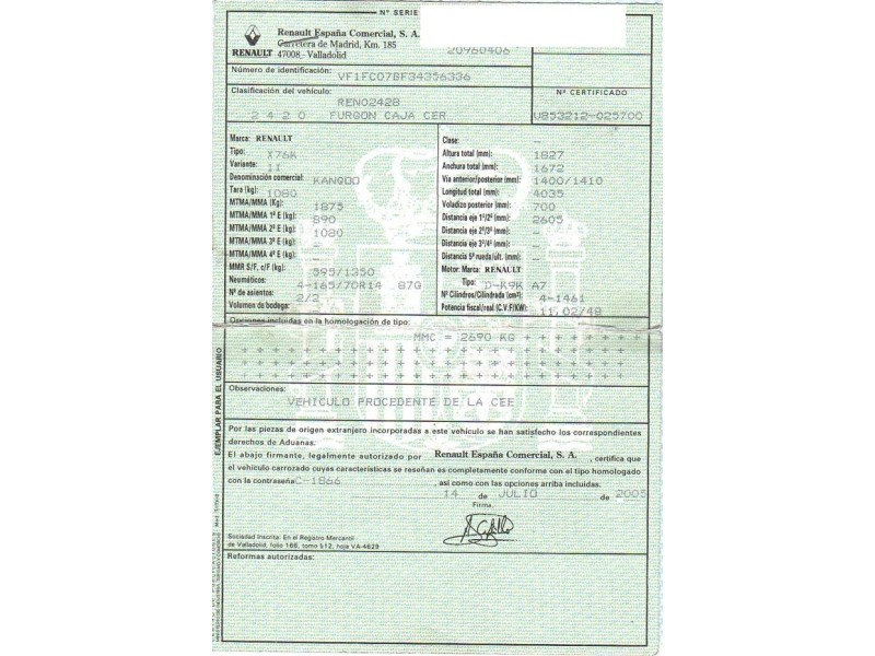 renault kangoo del año 2005