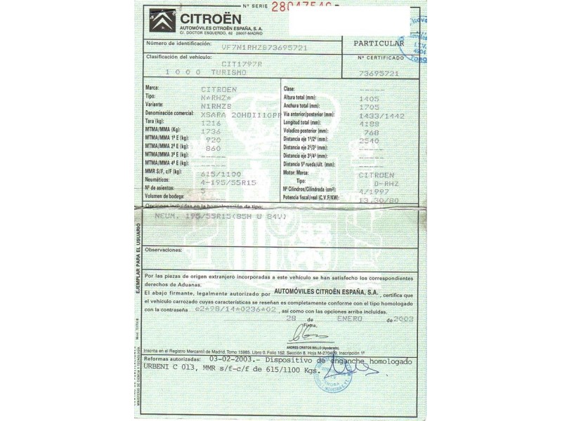 citroen xsara del año 2003