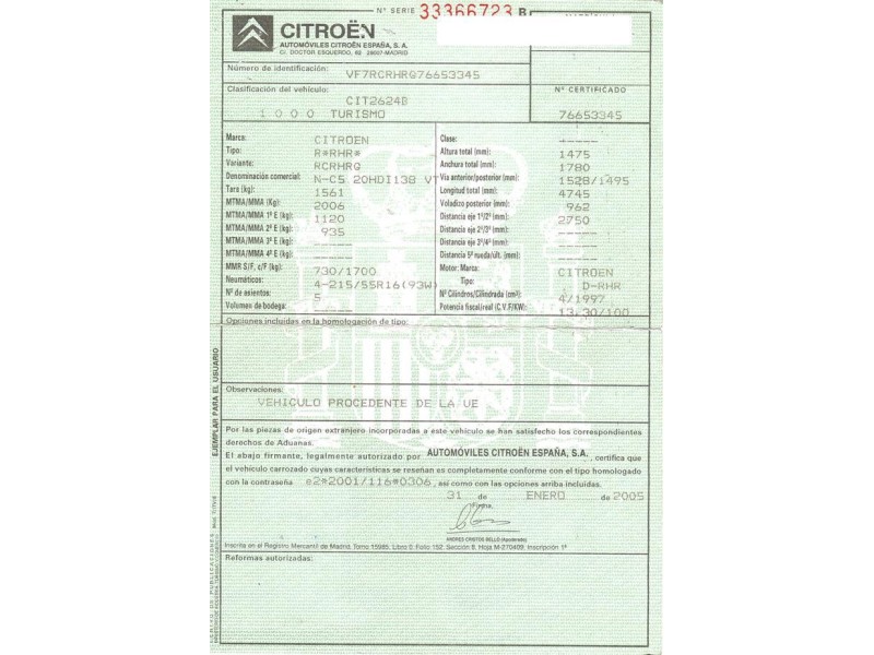 citroen c 5 del año 2005