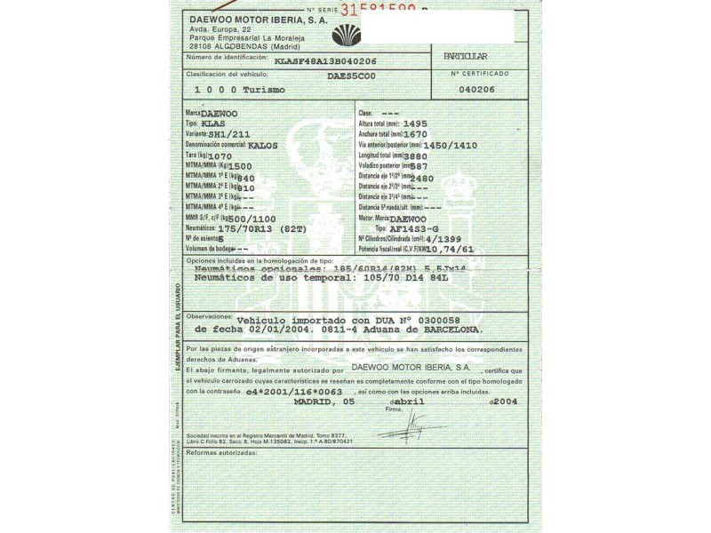 daewoo kalos del año 2004