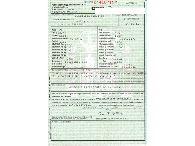 opel astra del año 2001