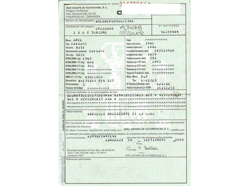 opel corsa del año 2004