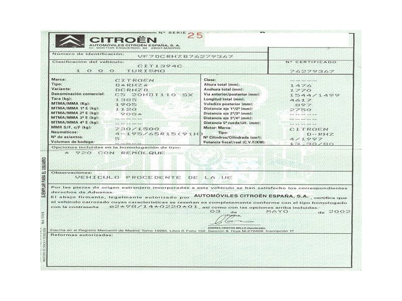 citroen c 5 del año 2002