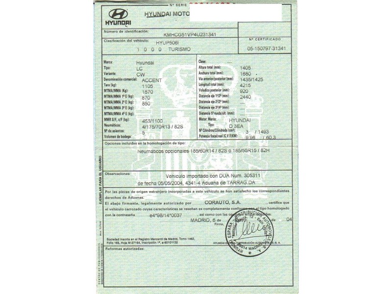 hyundai accent del año 2004