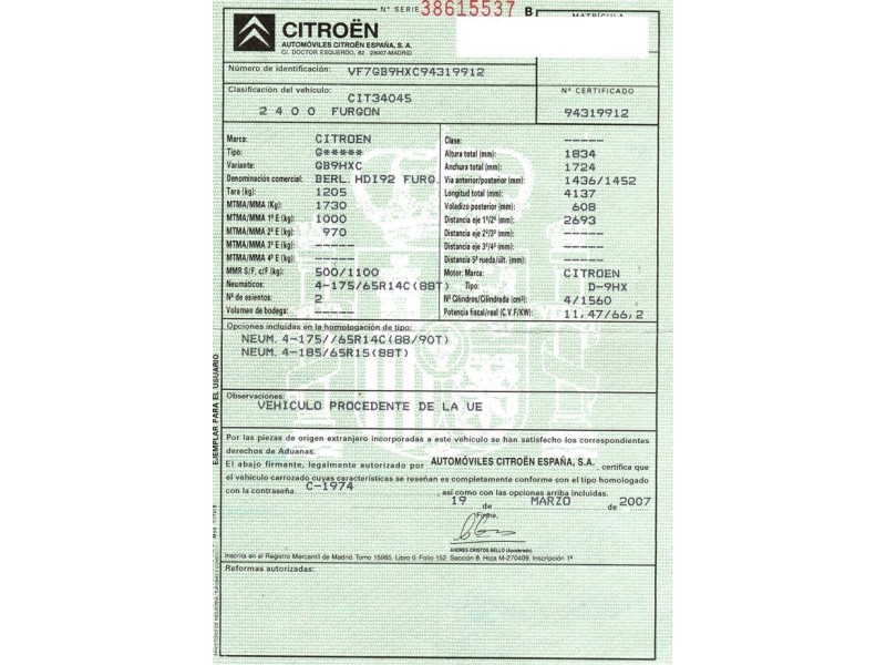 citroen berlingo del año 2007