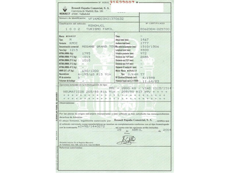 renault megane del año 2004