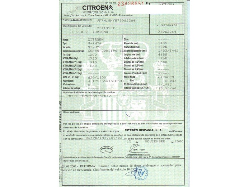 citroen xsara del año 2001