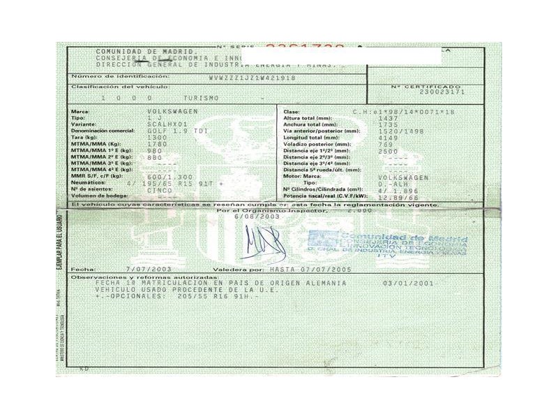 volkswagen golf del año 2001