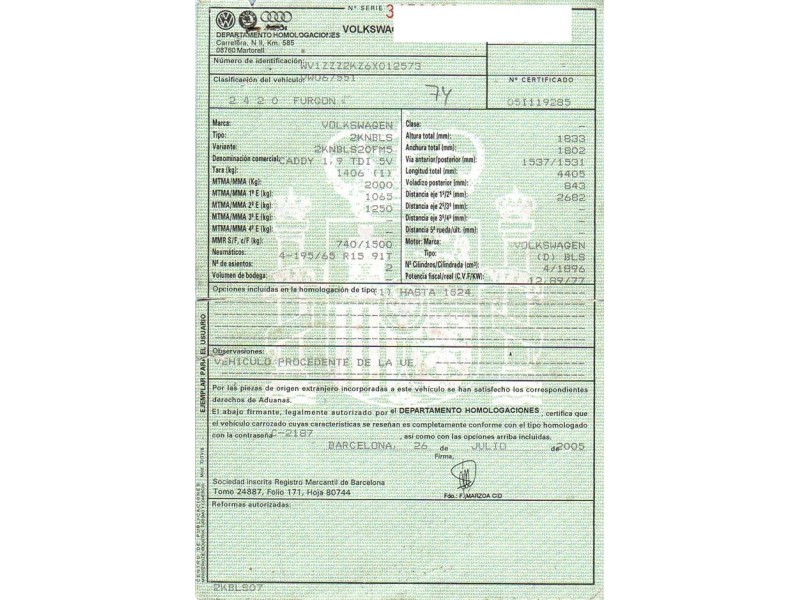 volkswagen caddy del año 2005