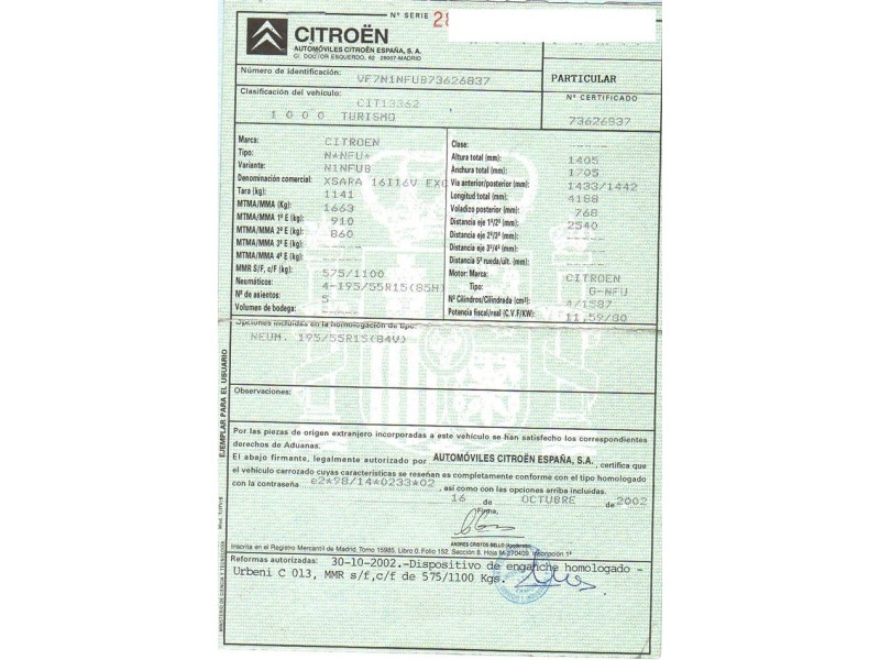 citroen xsara del año 2002