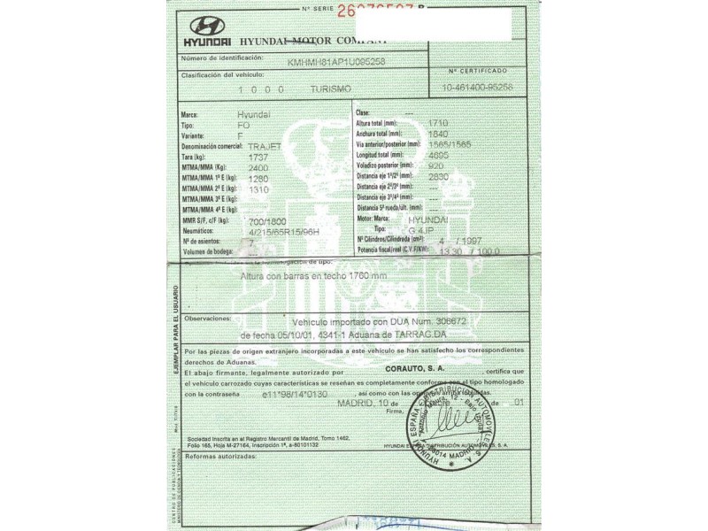 hyundai trajet del año 2002