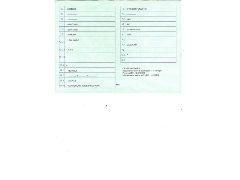 renault clio del año 2001