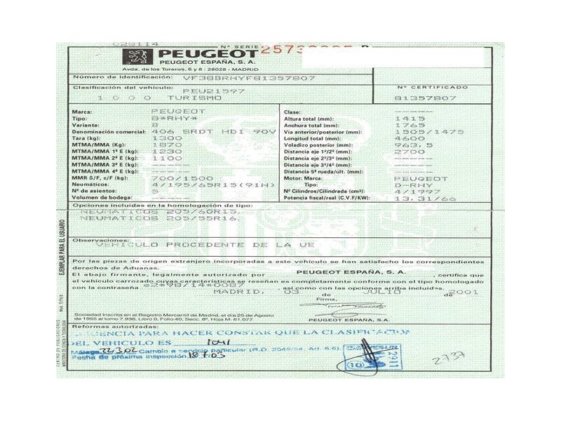 peugeot 406 del año 2001