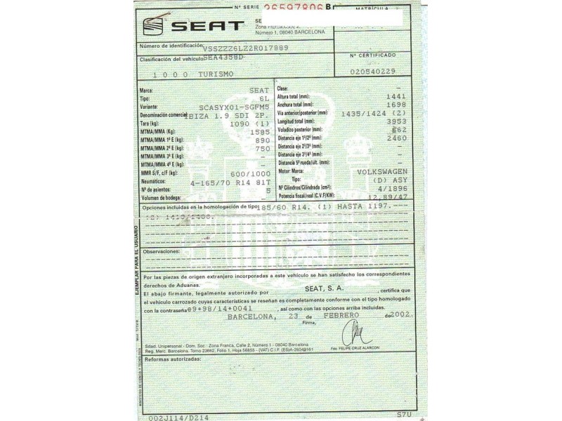 seat ibiza del año 2003